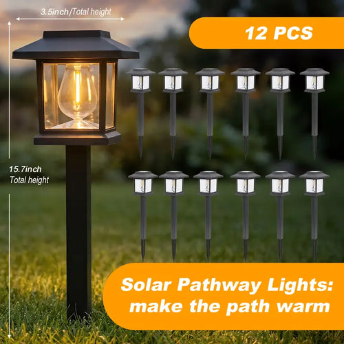 Solar Pathway Lights 12-Pack – Warm White Outdoor Garden Landscape Lights