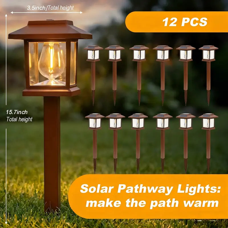 Solar Pathway Lights 12-Pack – Warm White Outdoor Garden Landscape Lights